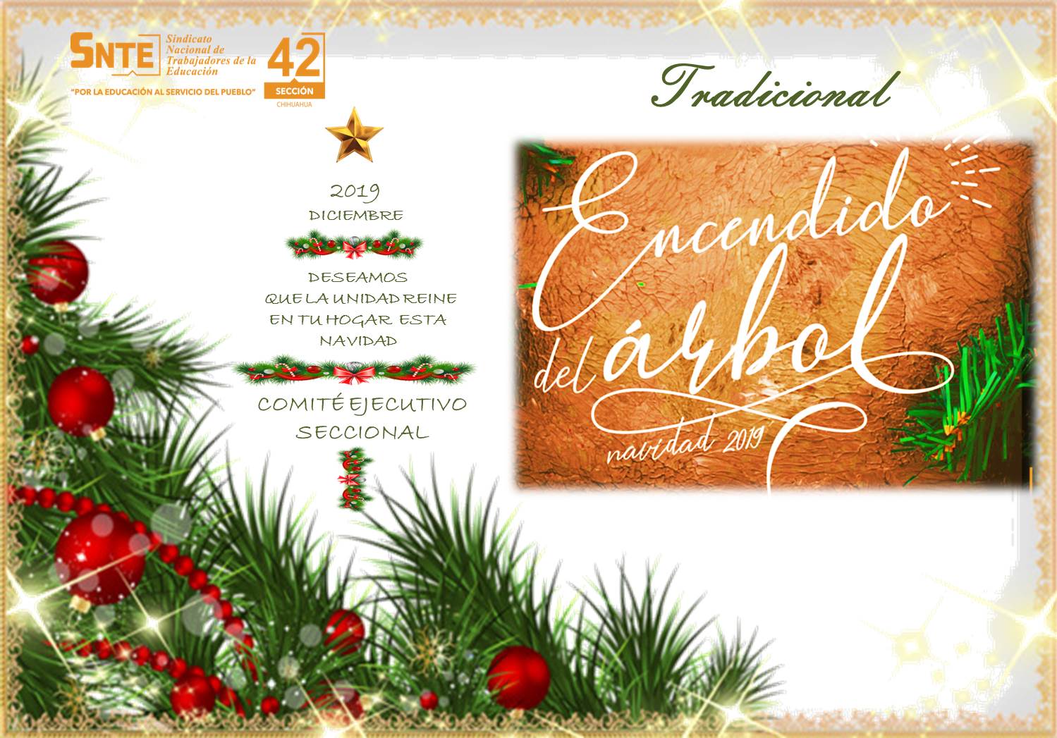 Sección 42 realiza tradicional encendido del Árbol de Navidad